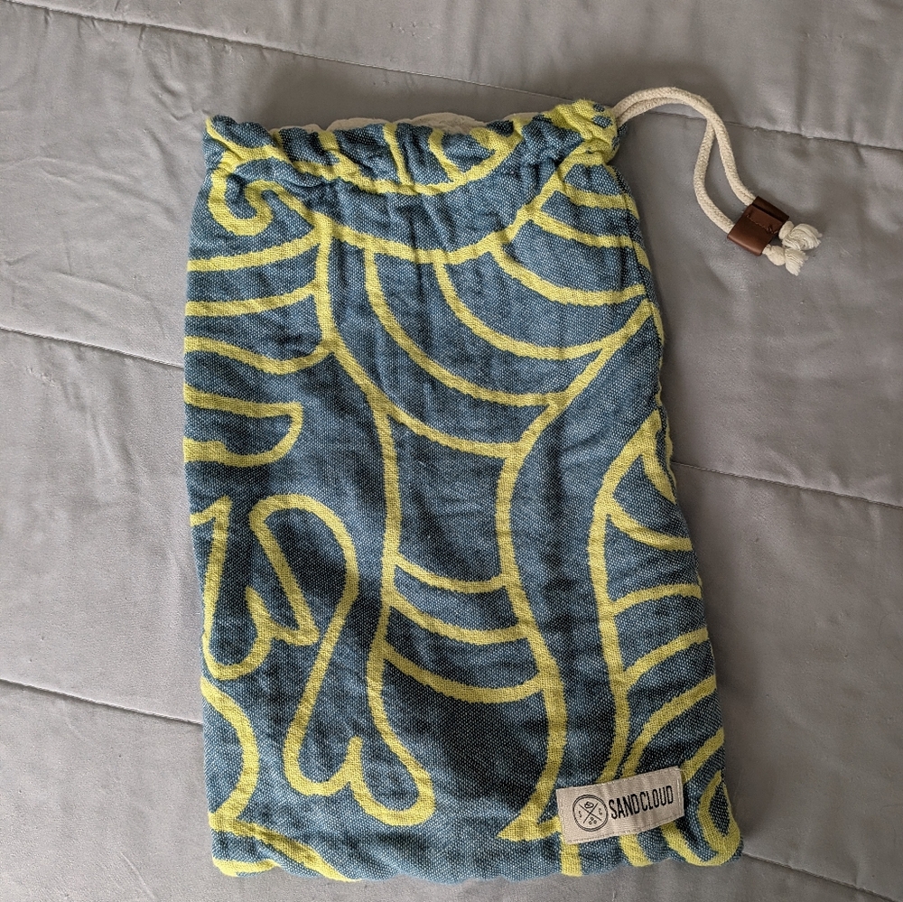 Sand Cloud Blue and Yellow Drawstring Bag